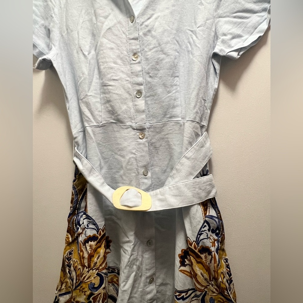 Joie Floral Patterned Button Down Blue Dress, Size S - Picture 4 of 4